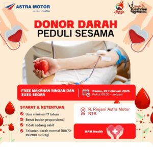 Astra Motor NTB Ajak Masyarakat Donor Darah untuk Kemanusiaan